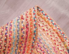 Hand Braided Chindi Jute Rug Oval Shape Reversible Boho Floor Mat Carpet picture