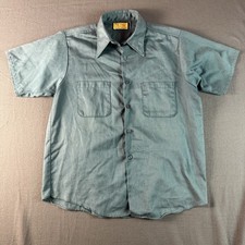 VINTAGE Big Yank Shirt Men Large Green 70s Button Up Union Workwear * picture