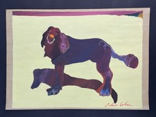 Fritz Scholder drawing and painting on paper signed and stamped vintage picture