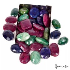 1720 Ct/32Pcs Natural Multi Color Emerald Ruby Sapphire Mix Wholesale Loose Gems picture