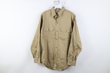 Vtg 50s Penneys Mens 15.5 Sanforized Cotton Collared Button Shirt Workwear USA picture
