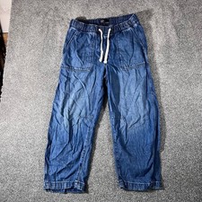 Gap Denim Pull On Barrel Jeans Medium Wash Blue Elastic Waist Mens Medium picture