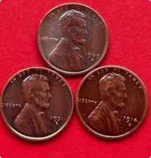 1931-S 1914-S 1909-S  VBD Lincoln Wheat As shown in the figure picture