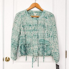 J.Crew Collection Silk Mirage Jacket Womens 6 Teal Green Bow Tie Pockets NWT picture