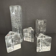 Set of 5 Iittala Arkipelago Finland Clear Glass Candle Holders Timo Sarpaneva picture