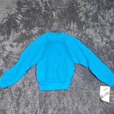 VTG 90's JERZEES NuBlend Youth Turquoise Blue Raglan Sweatshirt Size Small 6-8 picture