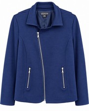 Covington Woman Blue Asymmetric Zip Moto Style Jacket, Plus Size 2X picture