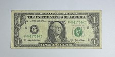 2003A $1 Dollar Bill Serial Number F00517368I picture