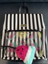 Luv Betsey by Betsey Johnson Striped Clear Backpack Watermelon Charm Kitsch picture
