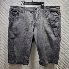 Rock Revival Men’s Jack Jean Shorts Sz 42 Distressed Black Grey Denim Jorts GUC picture