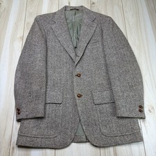 VTG 60s Harris Tweed Herringbone Brown Thick Wool 2/3 Roll Sport Coat Mens 40R picture