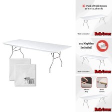 Kwik-Covers Rectangular Plastic Table Covers Bundle of 10 - 30x72 White with picture