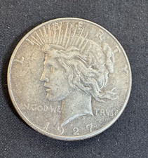 1927-S Peace Dollar- Silver $1 Coin Almost Unc- Semi Key Date Original Surfaces picture