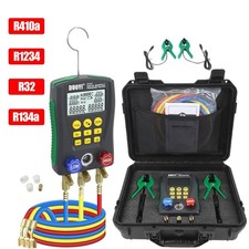 HVAC Digital Manifold Gauge Set Refrigeration Vacuum Pressure Temp Test w/Hoses picture