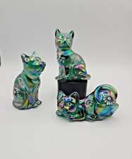 NOS 1999 Limited FENTON Spruce Carnival 3 Pc. CAT Set Hand Painted #5000US picture