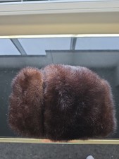 Men's winter fur mink hat ushanka. Soviet hat for strong winters, vintage brown picture