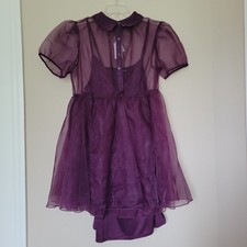 Torrid Nightfall Organza Mini Shirt Slip Dress Size 1X Goth Babydoll Purple New  picture