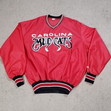 VTG DeLONG Carolina Mudcats Windbreaker Pullover Red XL 90s MiLB Minor League picture