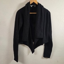 Vince Black 100% Cashmere Open Front Drape Shawl Cardigan Sweater Womens Medium picture