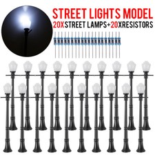 20Pcs 1:100 Model Railway Lamppost lamps Street Lights Set Mini Scale LED 97mm picture