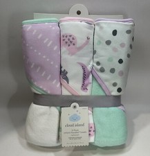 Baby Girls' 3pk Dino Infant Hooded Bath Towel Set - Cloud Island, Purple & White picture