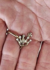VINTAGE OFFICERS PIN LAPEL OES  ESTHER | POST BACK SILVER TONE RHINESTONES 5/8