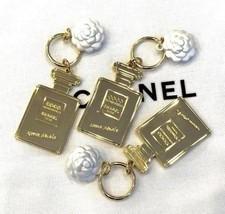 ×3 Authentic CHANEL Beauty Gold Bottle Camellia Charm ship from Japan NEW picture