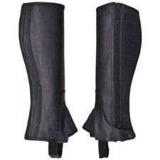  Unisex Adults Top-Grain Cow Premium Leather Half Chaps Black  picture