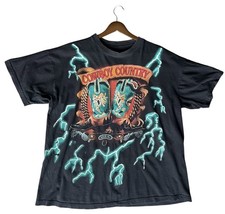VINTAGE AMERICAN THUNDER COWBOY COUNTRY USA ‘Black’ SHORT SLEEVED T SHIRT SIZE L picture