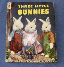 Vintage 1950’s Three Little Bunnies REAL Bunny Photography Illustration picture
