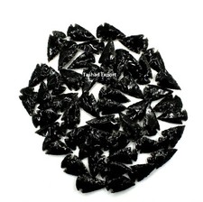 50pcs Handmade Obsidian Arrowheads 1–1.25″ –Handmade Carved Stone Arrow Head Lot picture