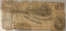 Confederate States of America $1 One Dollar Confederate Note Circulated Ungraded picture