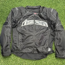 Icon Contra Motorcycle Jacket Mens Medium Black Mesh Textile Riding Armored picture