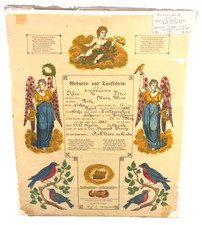 Antique 1882 Hand Colored Fraktur RZO Grossman Unframed picture