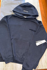 Essentials Fear of God Men's Black Pullover Hoodie Logo Hooded Long Sleeve M picture