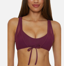 Becca by Rebecca Virtue Multi Way Mesh Bikini Top Size L Aubergine Purple NWT picture