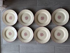 Vintage Moulin des Louis Armoiries French Faience 8pc Dinner Plates Crazing picture
