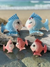 Vintage BRADLEY Exclusives Ceramic Fish Wall Plaque Set of 5 Made in Japan 🐟 picture
