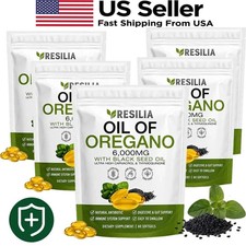1-5Pack Resilia Oil of Oregano 6000mg with Black Seed Oil Softgels – 60 Capsules picture