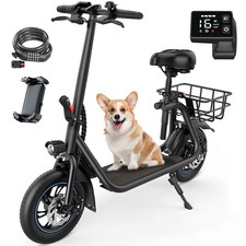 GYROOR 450W Electric Scooter with Seat & Basket 21 Miles Range picture