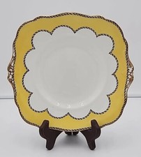 Star Paragon China Cake Plate Ultra Rare Yellow Checkered Art Deco  picture