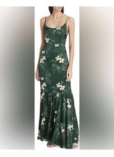 Reformation Nasha Satin Dress - Portia Sz 10 Green/Floral NWT MSRP $378 picture