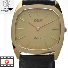 Vintage [ Exc+5 ] SEIKO Dolce 6020-5250 Gold 30mm Men Quartz Watch From JAPAN picture