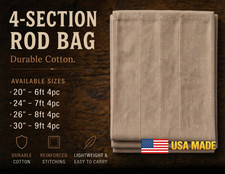Khaki Cloth Rod Bag – Fits 4pc Fly Rods - Fly Rod Sock  - 4 sizes - USA picture