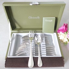 Christofle Perles 12pcs Silverplate Cake Fork Coffee Spoon Near MINT With Box picture
