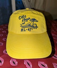 BNWT Polo Ralph Lauren Cote D'Azur 67 Hat Strapback Yellow Blue Leather Buckle picture