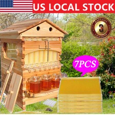 7PCS Auto Seeping Honey Bee Hives Beehive Frames +Cedarwood Beekeeping Brood Box picture