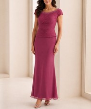 Montage by Mon Cheri Magenta Pink Ruched Beaded Chiffon Mother of the Bride Gown picture