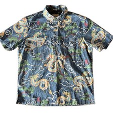 Reyn Spooner Blue Limited Issue Year of the Dragon Men's M Medium Aloha Shirt picture