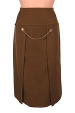 Vintage Celine Triomphe Chain Heavyweight Wool Skirt US 6 8 FR 40 Brown $1200 picture